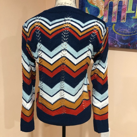 LAST 1L‼️MULTICOLOR CHEVRON RAINBOW STRIP- Sweater - Picture 3 of 8